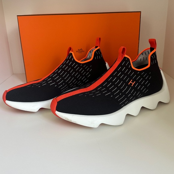 AUTHENTIC Hermès Men's Black Eclair Sneaker Size 40 - Picture 3 of 7